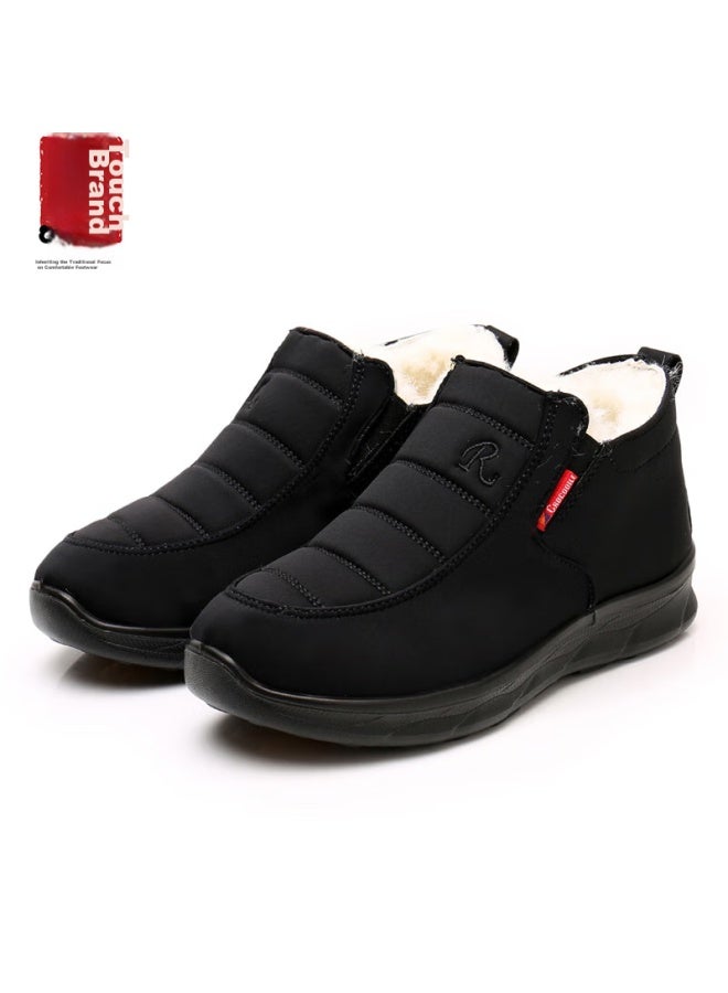 Anglerfish Winter Wool Women's Shoes, Old Beijing Cloth Shoes, Women's Cotton Shoes, Middle-aged And Elderly Fleece-lined Warm Mom Shoes, Grandma Casual Cotton Boots, 78920, Black, 36 - Image 3
