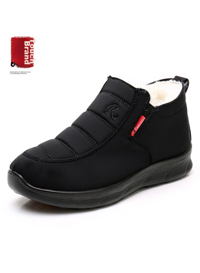 Anglerfish Winter Wool Women's Shoes, Old Beijing Cloth Shoes, Women's Cotton Shoes, Middle-aged And Elderly Fleece-lined Warm Mom Shoes, Grandma Casual Cotton Boots, 78920, Black, 36 - Image 1