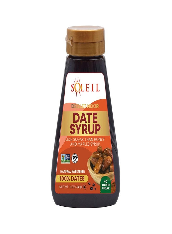 Soleil 12oz Date Syrup | Made with 100% Deglet Noor dates | Certified NON-GMO, KOSHER. Healthy, Natural Sweetener with NO added sugars or preservatives, Gluten-free, Vegan. PBA-free squeeze bottle (Single Bottle) - Image 1