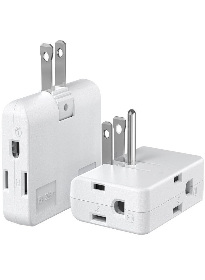 ETwinCoo 2 Pin to 3 Pin Output Adapter, 3 Pin to 2 Pin Adapter Converter, ETL Listed Rotating Polarized Earth Converter, Flame Retardant Home White 2 Pack - Image 1