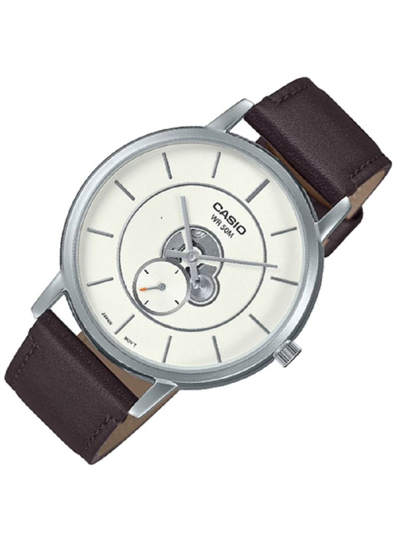 Casio Men Watch - Analog Inner Workings White Dial Leather Band MTP-B130L-7AVDF - Image 3
