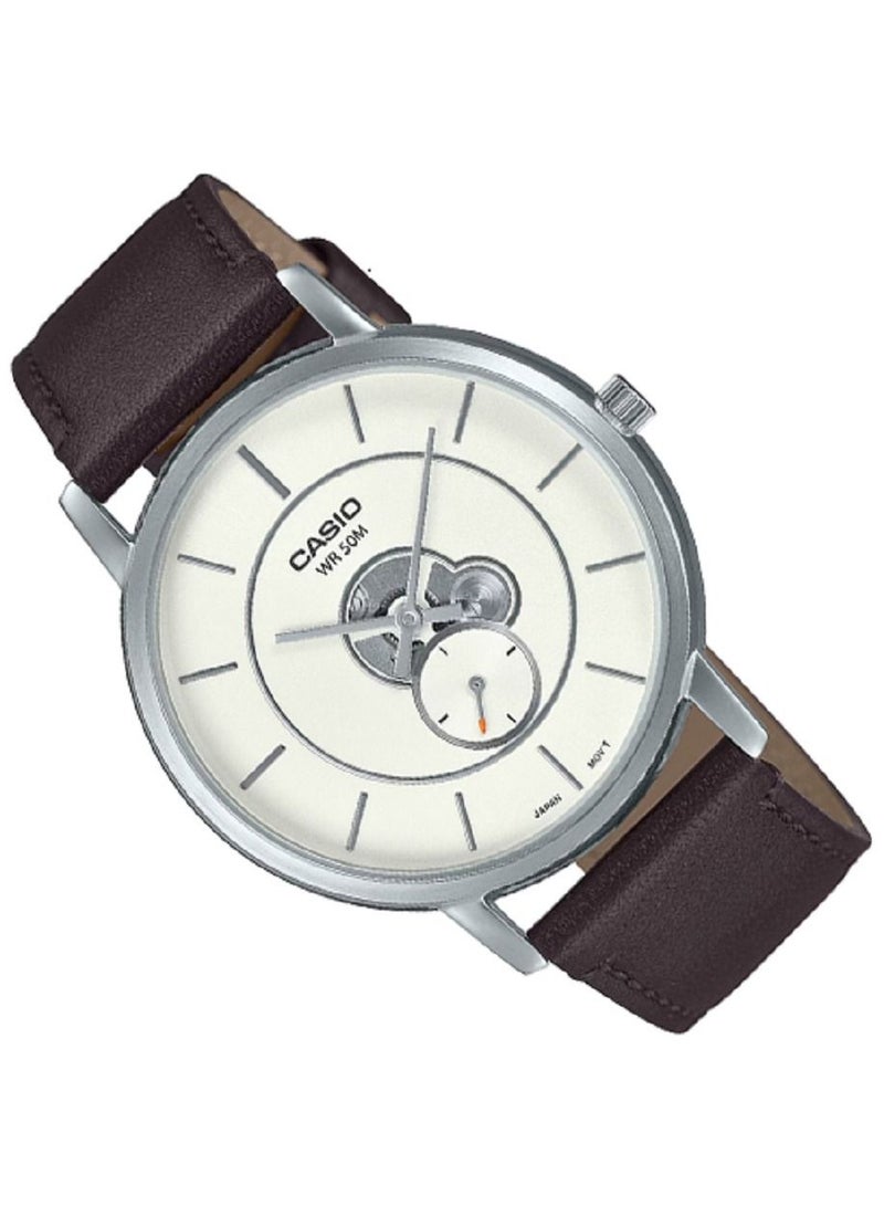 Casio Men Watch - Analog Inner Workings White Dial Leather Band MTP-B130L-7AVDF - Image 2