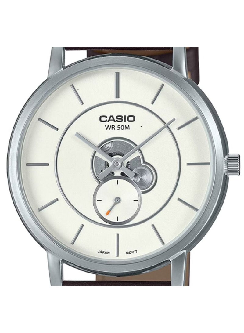 Casio Men Watch - Analog Inner Workings White Dial Leather Band MTP-B130L-7AVDF - Image 4