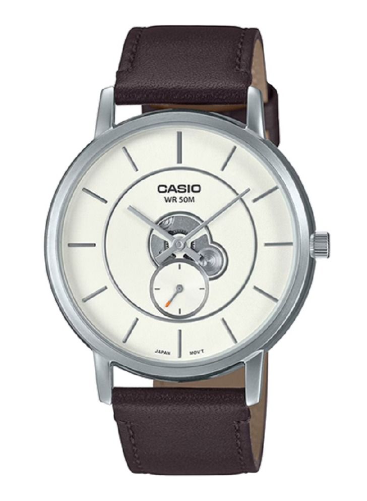 Casio Men Watch - Analog Inner Workings White Dial Leather Band MTP-B130L-7AVDF - Image 1