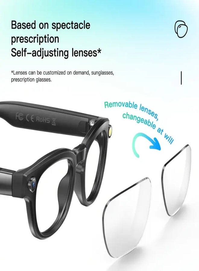 Smart AI Wireless Glasses with 8MP 4K HD Camera, Stereo Sound, Voice Calls & Recording | Auto-Tinting Lenses, 24H Battery Life, Built-in Mic & Speaker, App Control, Wear Detection, Long-Range Bluetooth, 290mAh Battery – Compatible with Android & iOS | Ideal for Men & Women - Image 5