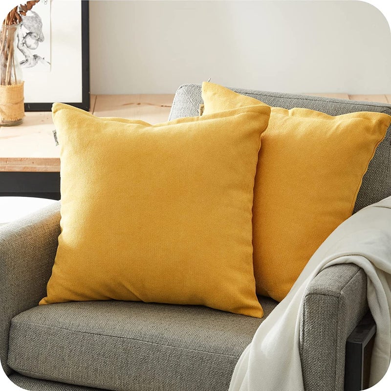 Topfinel Top Finel Yellow Decorative Throw Pillow Covers Soft Chenille Large Pillowcase Solid Euro Cushion Case Square Pillow Cover 26 X 26inch for Living Room Bed Sofa  Pack of 2  Mustard Yellow - Image 1