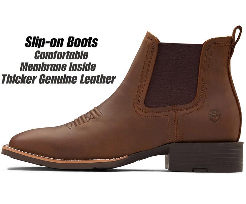 SUREWAY Western Cowboy Boots for Men,Square Toe Casual/Work/Chukka Boots, Ankle Length Classic Comfort Oxford Style Footwear - Image 4