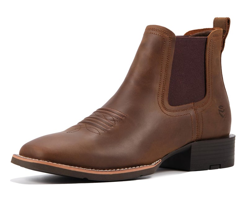 SUREWAY Western Cowboy Boots for Men,Square Toe Casual/Work/Chukka Boots, Ankle Length Classic Comfort Oxford Style Footwear - Image 1