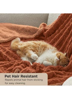 Bedsure Bedsure Sherpa Throw Blanket for Couch Sofa - Fuzzy Soft Cozy Blanket for Bed, Fleece Thick Warm Christmas Blanket for Winter, Orange, 50x60 Inches  - Image 2