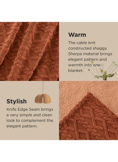 Bedsure Bedsure Sherpa Throw Blanket for Couch Sofa - Fuzzy Soft Cozy Blanket for Bed, Fleece Thick Warm Christmas Blanket for Winter, Orange, 50x60 Inches  - Image 4