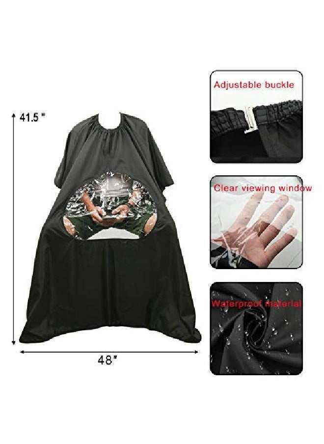 CM - Barber Cape With Clear Window Salon Cape Hair Cutting Cover Hair Drape Waterproof Haircut Apron With Buckle For Barber Shop Salon Stylists Home Diy Hairdressing - Image 1