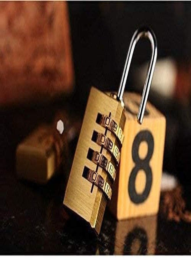 HELLARO Brass 4 Digit Number Lock Small Bag Lock Travel Lock Luggage Resettable Password Locks Combination Padlock Gold (Pack of 1) - Image 2