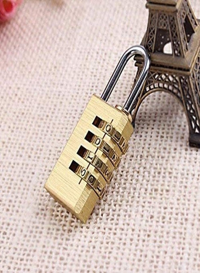HELLARO Brass 4 Digit Number Lock Small Bag Lock Travel Lock Luggage Resettable Password Locks Combination Padlock Gold (Pack of 1) - Image 4
