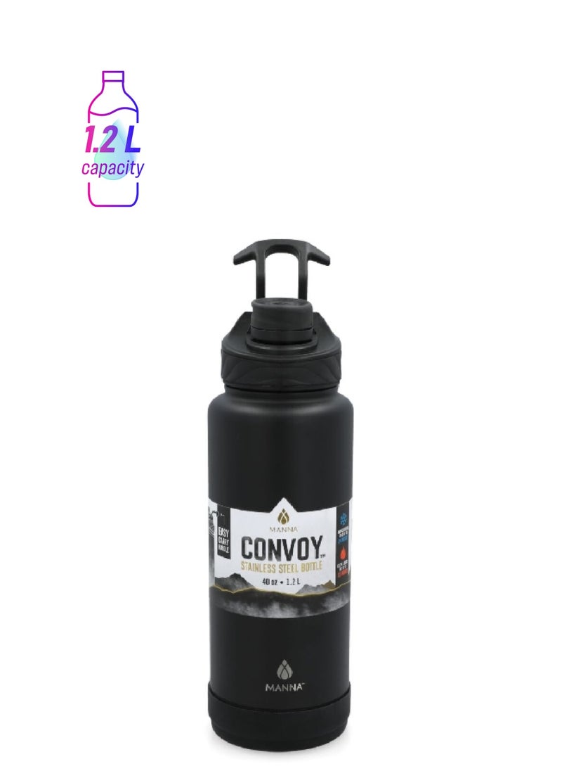 MANNA Stainless Steel Easy to Clean Water Bottle Black 1.2 L AC44433  - Image 1