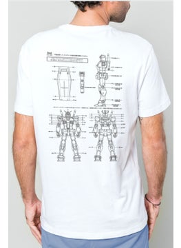 Rock&Roll Robotic White Short Sleeve Front and Back Printed Men's T-Shirt  - Image 2