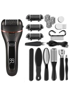 ETG Electric Callus Remover for Feet Rechargeable Pedicure Tools Foot Care Feet File 10 in 1 Callous Remover Kit for Remove Cracked Heels and Dead Skin with 3 Roller Heads 2 Speed Battery Display  - Image 1