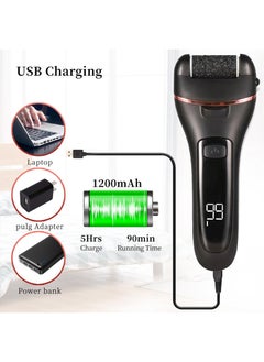 ETG Electric Callus Remover for Feet Rechargeable Pedicure Tools Foot Care Feet File 10 in 1 Callous Remover Kit for Remove Cracked Heels and Dead Skin with 3 Roller Heads 2 Speed Battery Display  - Image 5