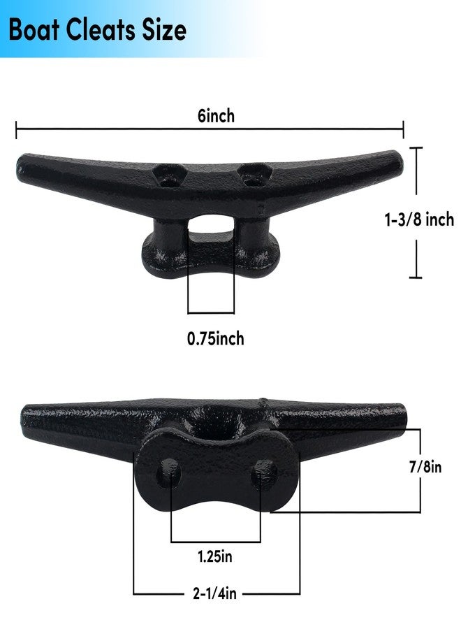 BALAVA Boat Cleats 6 Inch,Electrophoretic Coated Black Dock Cleats, Rope Cleats, Boat Dock Cleats for Marine Deck Nautical Decor, Piers for Tying up Boats,Hardware Not Included (4 Pack) - Image 3