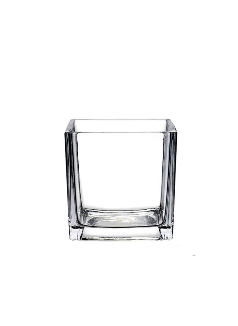 Generic - Square Glass Vase Used For Floral Arrangements For Wedding Centerpieces and Stylish Home Decor H 10cm x D 10cm - Image 1