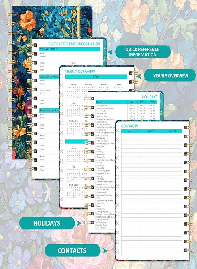 Journaltastic مخطط أسبوعي وشهري بعلامات تبويب، 6.5 × 8.5 بوصة، غلاف مقوى مع جيب خلفي + ورق سميك - Image 5