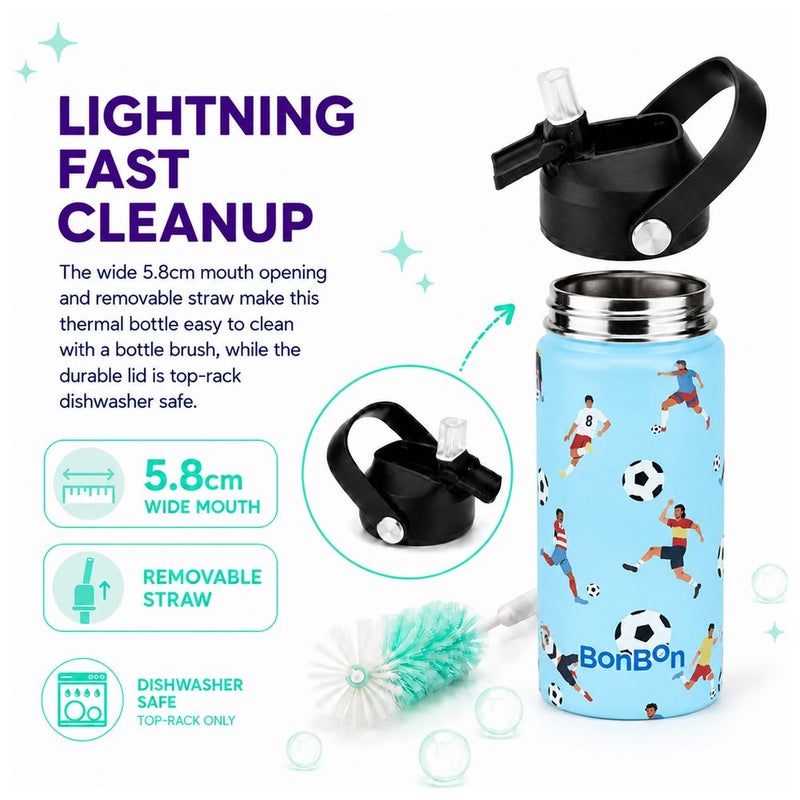 Bonbon - Stainless Steel Kids Water Bottle - Football - 350 ml - Image 3