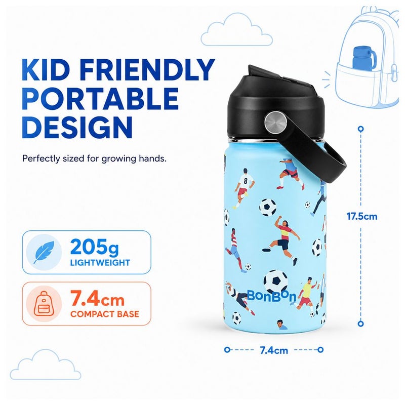 Bonbon - Stainless Steel Kids Water Bottle - Football - 350 ml - Image 2