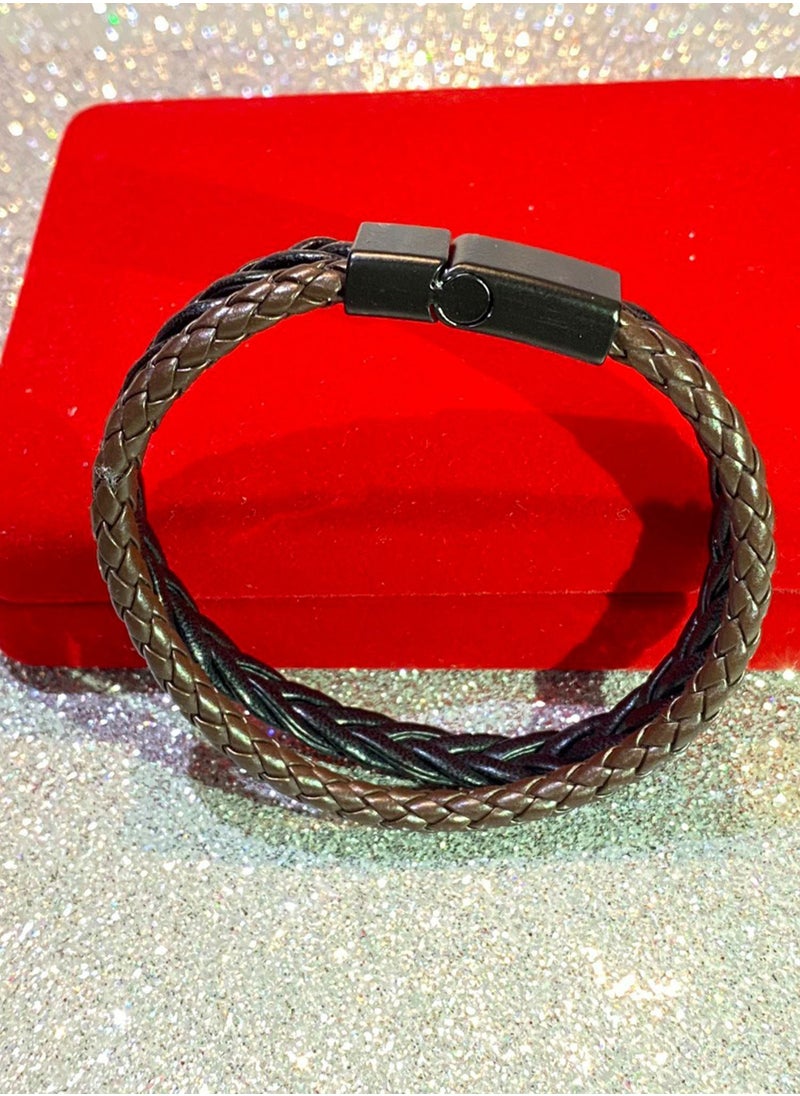 LAOONT - Multi-Layer Braided Leather Bracelet - Image 1