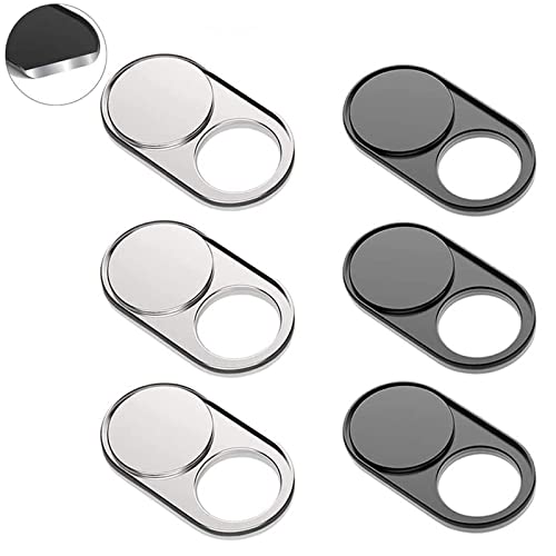 Cimkiz Webcam Cover Slide Metal Magnet Sliding Web Camera Cover slider for Laptops Macbook Pro HP iMac iPhone Cellphone-for Protecting Your Privacy-Strong Adhesive-6 packs(3black+3silver) - Image 1