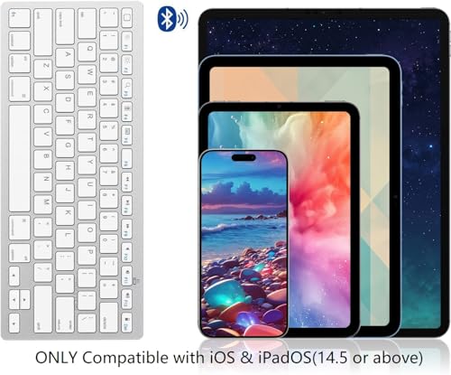 OMOTON Bluetooth Keyboard Compatible with iPad 10th Generation, iPad 10.2 (9th/8th/7th), iPad Pro 13/12.9/11 inch, iPad Air/Mini and More iOS Devices, White - Image 5