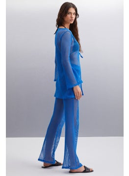 GRIMELANGE Eudoria Women's Cotton Regular Blue Blouse  - Image 5