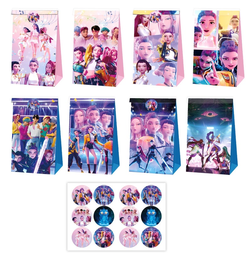 JAYATO Hunt Witch Girl Group Party Gift Bags 12Pcs Kraft Paper Candy Bags with Seal Stickers Birthday Party Decorations - Image 1