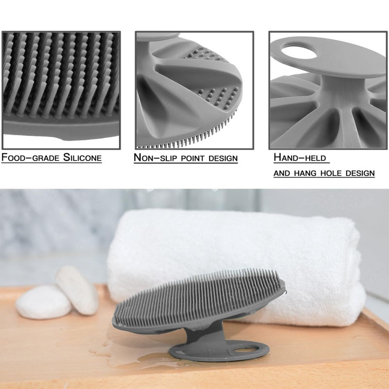 INNERNEED Soft Silicone Body Cleansing Brush Shower Scrubber, Gentle Exfoliating and Massage for All Kinds of Skin (Gray) - Image 4