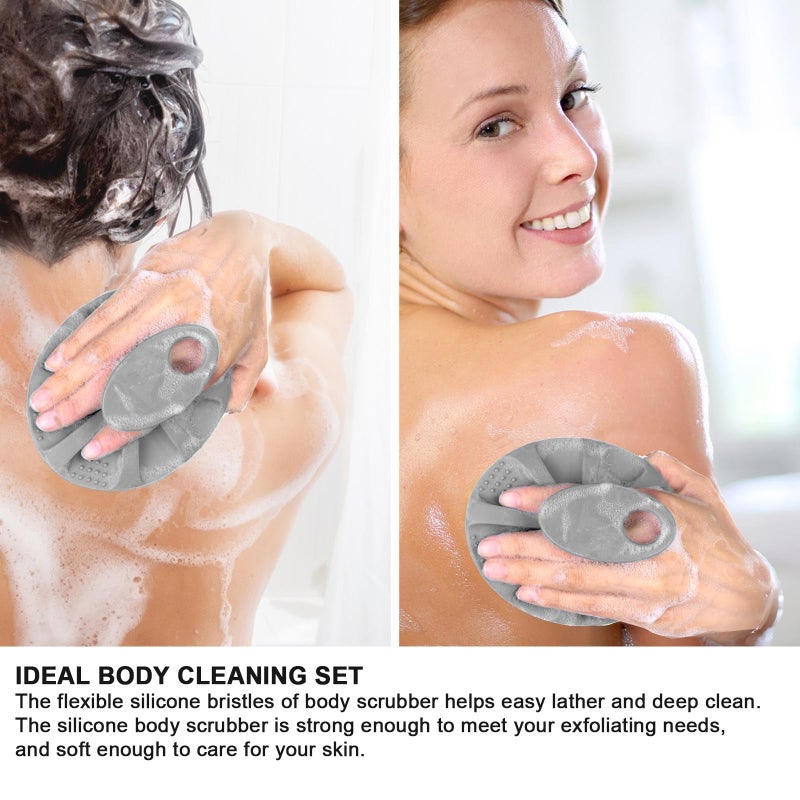 INNERNEED Soft Silicone Body Cleansing Brush Shower Scrubber, Gentle Exfoliating and Massage for All Kinds of Skin (Gray) - Image 3