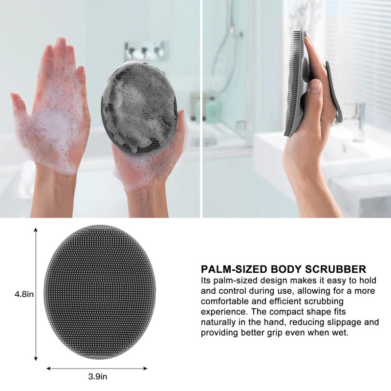 INNERNEED Soft Silicone Body Cleansing Brush Shower Scrubber, Gentle Exfoliating and Massage for All Kinds of Skin (Gray) - Image 2