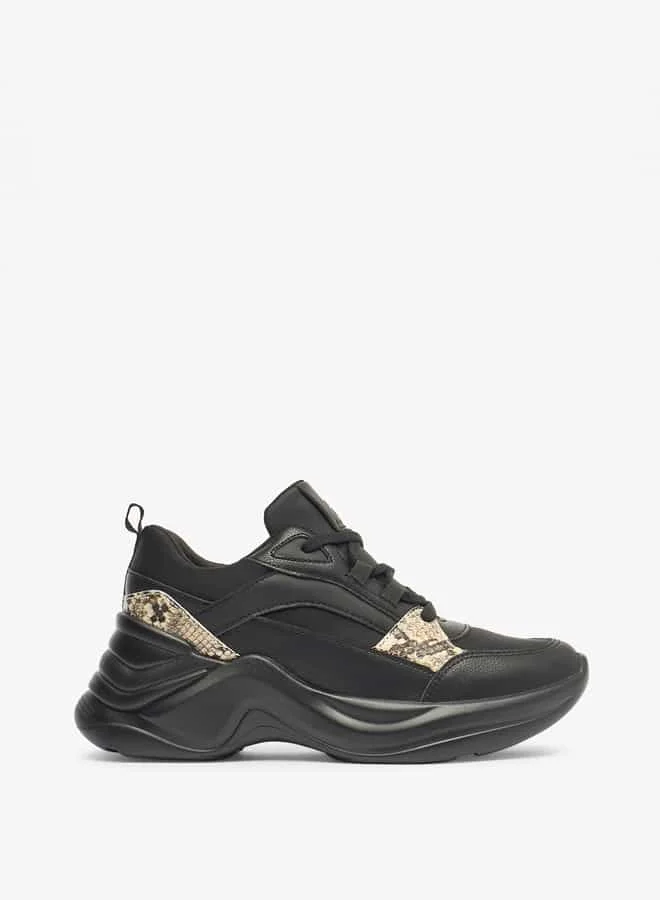 Flora Bella By Shoexpress Women Lace-Up Low Ankle Sneakers with Wedge Heels