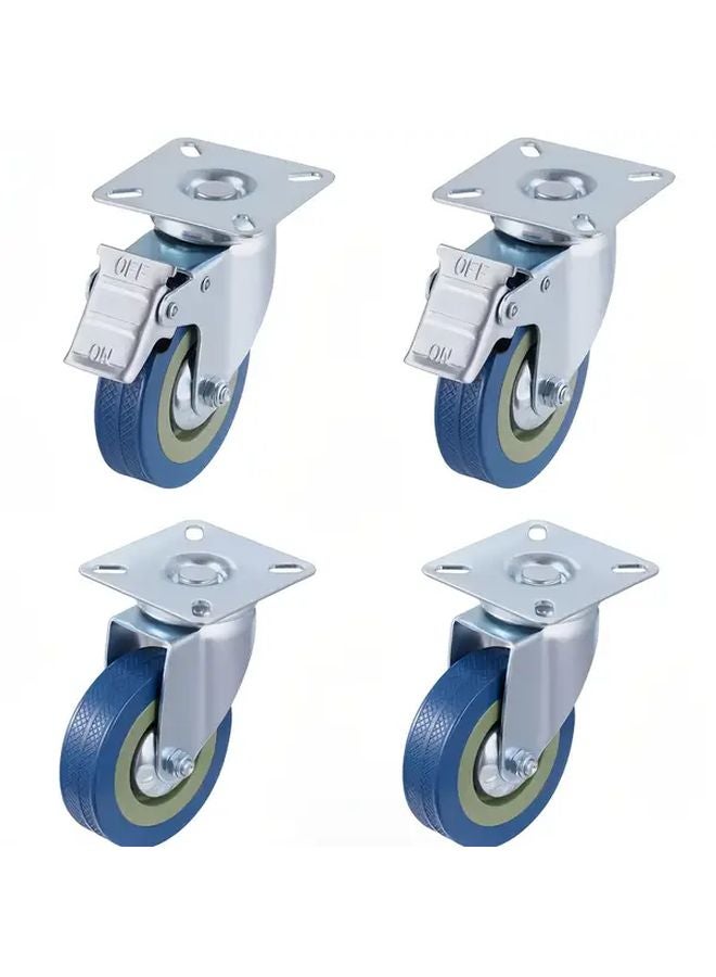 4Pcs Heavy Duty 2 Inch Rotating Casters 360 Swivel 440lb Load Capacity 2 Brake 2 Directional - Image 1