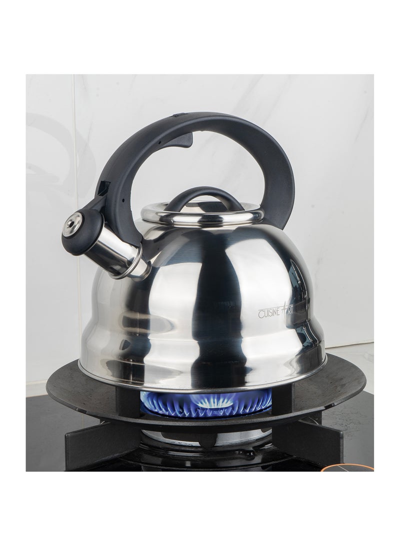 كويزين أرت إبريق شاي صفارة من الستانلس ستيل كلارا . لتر، فضي، مقبض نايلون ثابت، داخلي ساتان، غليان سريع، مناسب لجميع المواقد - Image 4