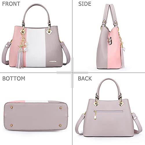 Pomelo Best Purses and Handbags for Women with Multiple Pockets, Leather Top Handle Satchel Fashion Tote Shoulder Bags for Ladies, Spring Pretty Color Combination - Image 5