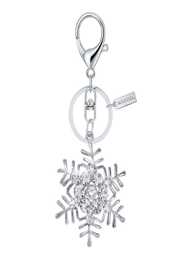 Monnel Bling Clear Crystal Snowflake Keychain Key Ring With Velvet Bag MZ860-1 - Image 1