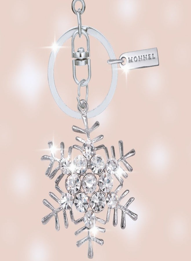 Monnel Bling Clear Crystal Snowflake Keychain Key Ring With Velvet Bag MZ860-1 - Image 2