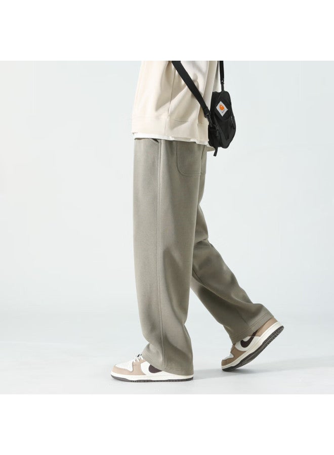 Dingfengbaoluo Men's Straight Casual Pants Spring Summer High Street Wide Leg Trousers Trendy Sports Pants Wh5609 Green XL - Image 3