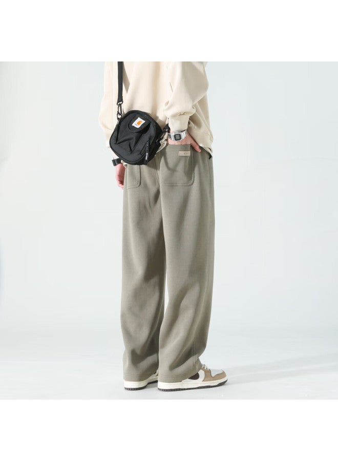 Dingfengbaoluo Men's Straight Casual Pants Spring Summer High Street Wide Leg Trousers Trendy Sports Pants Wh5609 Green XL - Image 4