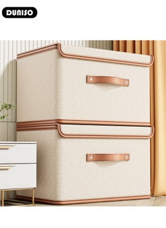DUNISO Foldable Closet Storage Organizer,Wardrobe Clothes Organizer with Steel Ring Support, Washable Closet Storage Boxes with Carrying Handles,Home Bedroom Office Cupboard Storage Basket & Storage Bins for Clothes,Jeans,Pants,Sweaters,Dress,Toys  - Image 5