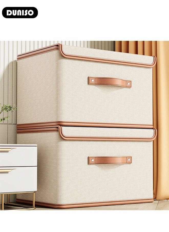 DUNISO Foldable Closet Storage Organizer,Wardrobe Clothes Organizer with Steel Ring Support, Washable Closet Storage Boxes with Carrying Handles,Home Bedroom Office Cupboard Storage Basket & Storage Bins for Clothes,Jeans,Pants,Sweaters,Dress,Toys  - Image 5