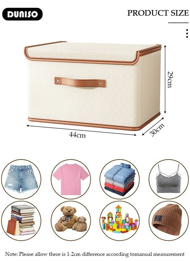 DUNISO Foldable Closet Storage Organizer,Wardrobe Clothes Organizer with Steel Ring Support, Washable Closet Storage Boxes with Carrying Handles,Home Bedroom Office Cupboard Storage Basket & Storage Bins for Clothes,Jeans,Pants,Sweaters,Dress,Toys  - Image 4