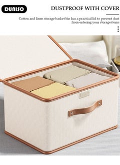 DUNISO Foldable Closet Storage Organizer,Wardrobe Clothes Organizer with Steel Ring Support, Washable Closet Storage Boxes with Carrying Handles,Home Bedroom Office Cupboard Storage Basket & Storage Bins for Clothes,Jeans,Pants,Sweaters,Dress,Toys  - Image 3