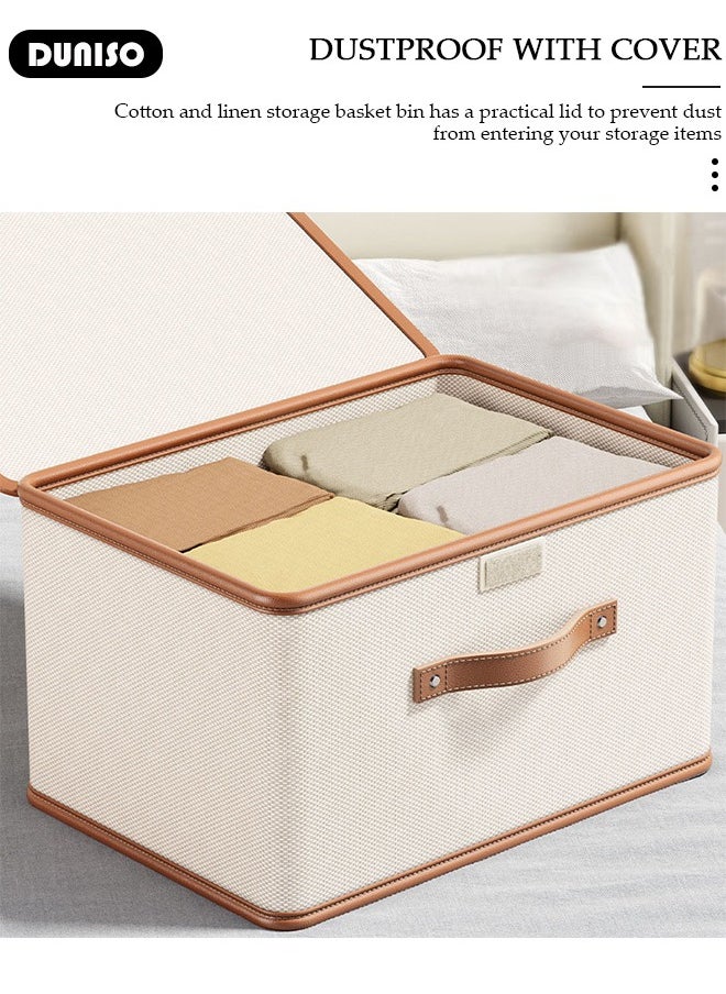 DUNISO Foldable Closet Storage Organizer,Wardrobe Clothes Organizer with Steel Ring Support, Washable Closet Storage Boxes with Carrying Handles,Home Bedroom Office Cupboard Storage Basket & Storage Bins for Clothes,Jeans,Pants,Sweaters,Dress,Toys  - Image 3