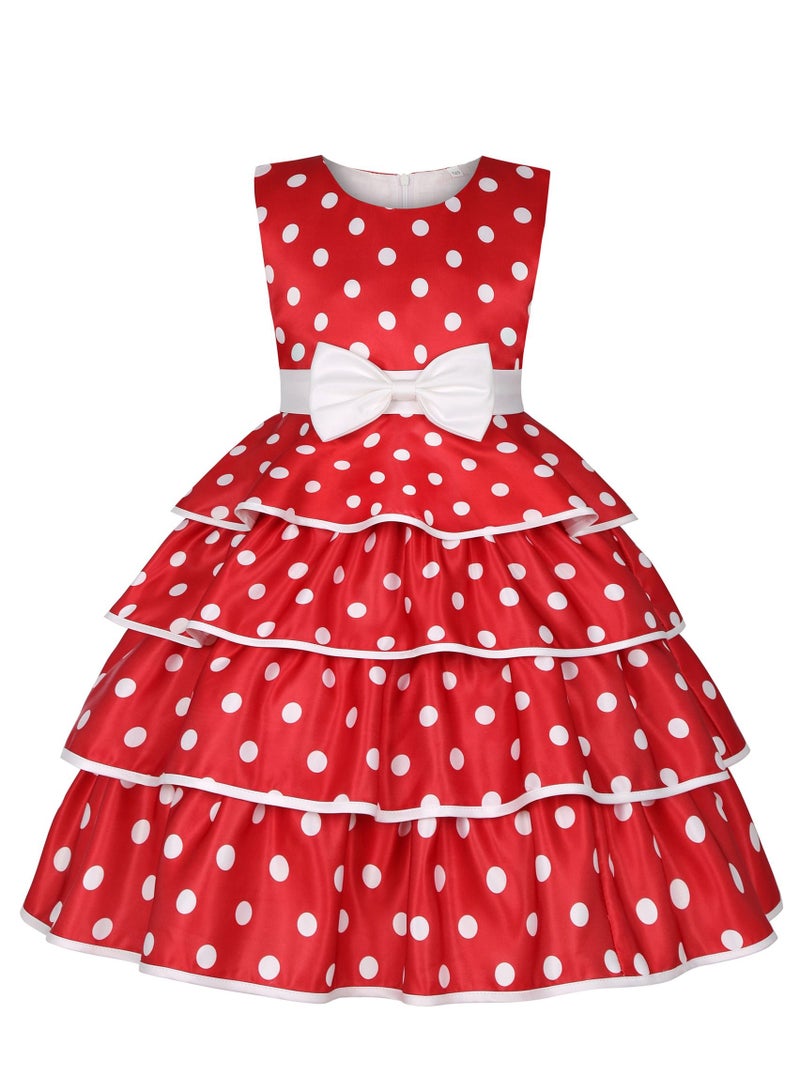 Loquat Fashion Girls Princess Dress Red - Image 1