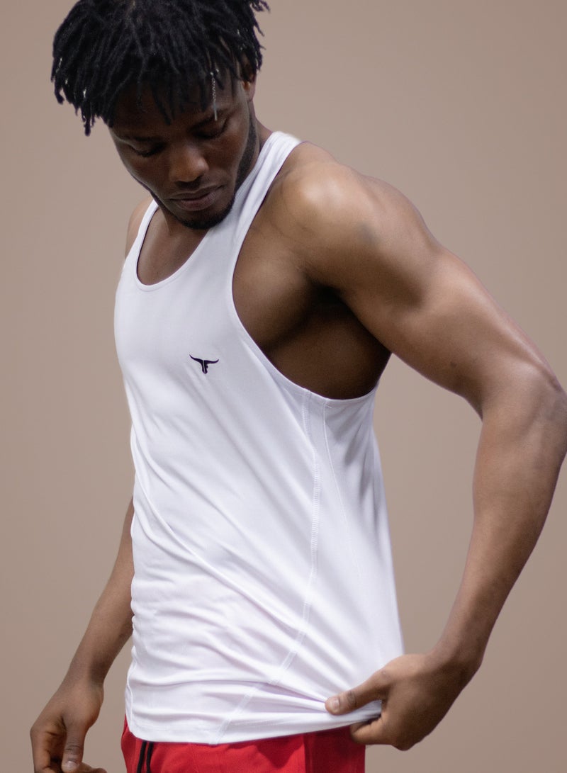 THUGFIT MuscleHustle Men's Slim Fit Tank Top - White - Image 1