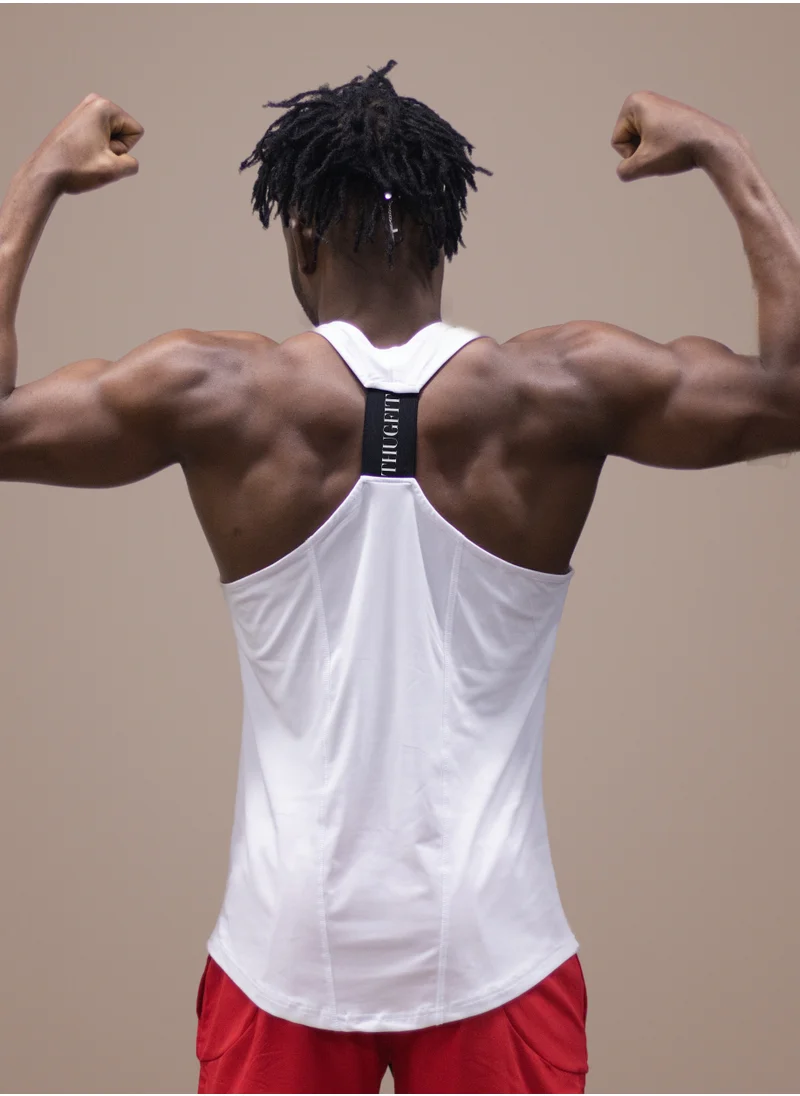 THUGFIT MuscleHustle Men's Slim Fit Tank Top - White